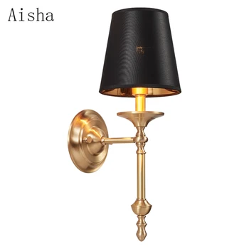  Американски мед, с монтиран на стената лампа, черен / златен фон лампа за дневна луксозна спалня кабинет лампа за стълби творческа личност
