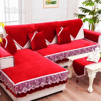  Безплатна доставка черно-червен, мек вълнен плат кадифе калъф за дивана мебелни седалките секционни калъфи за мека мебел за хол fundas de nina SP4879