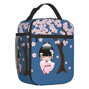  Изработена по поръчка на Японската кукла-булка Кокеши, чанта за обяд, дамски топло чанта-хладилник, изолиран обяд-бокс офис за възрастни