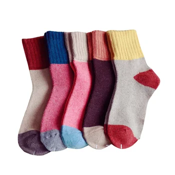  5 Чифта вълнени чорапи за момичета, дамски чорапи с дълбоко деколте, мъжки, черно, розово, женски.