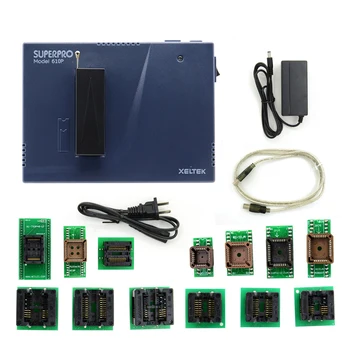 Истински Xeltek Superpro 610P с 13шт карти, универсално программатором чип + 13шт адаптер за контакта IC Burn Block