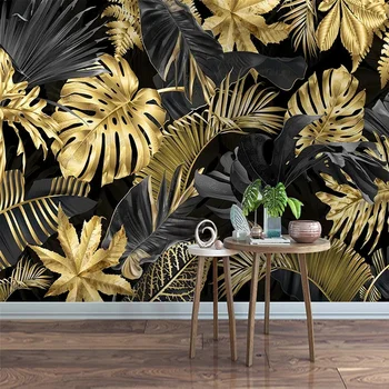  Потребителски Фотообои Тапети Модерен минималистичен Абстрактен Златен Бананов лист Стенни Рисувани от Спалня Хол Стенно покритие Декор