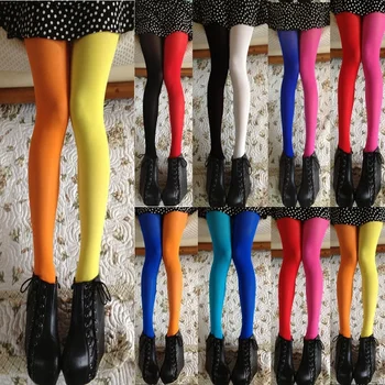  Персонални модни дамски чорапогащници с цветни блокчета, чорапогащници с дъното, еластични чорапогащи, Еластични чорапи два цвята
