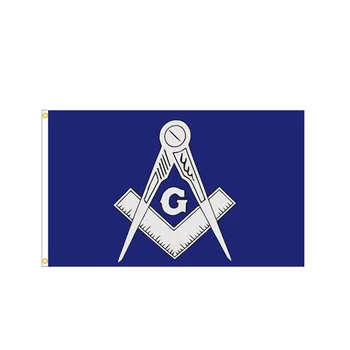  Синьо-Бял Масонски Флаг 3x5 инча Банер За употреба декор Люверсы 90x150 см Полиестер