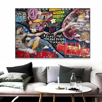  Винтажное създаването на Адам Щампи Графити Поп Стрийт Арт Живопис с маслени бои Забавно изкуство от епохата на Възраждането най-Голямата картина върху платно, Украса на стаята