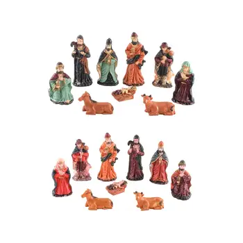  9шт Религиозни Коледни Вертепные занаяти, изработени ръчно изработени Традиционни украшение