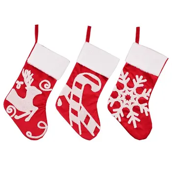  Коледни чорапи с патерица подаръчен пакет, декоративни Коледни чорапи за украса на семейния партита, окачени чорапи