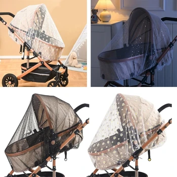  Mosquito net със звездна / цветя модел за колички Здрава mosquito net за детска количка е Идеална мрежа за детски колички X90C