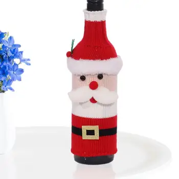  Коледните чанти за бутилки с вино, Вязаный калъф за бутилката на Дядо Коледа, ръчно изработени, на Елена на Дядо Коледа, снежен човек, калъф за бутилки с вино за коледно парти и