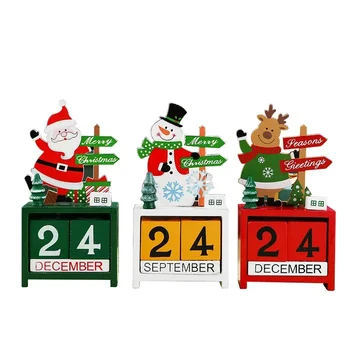  Обратно броене до Коледа Дървена Адвент-календар Дядо Коледа, Снежен човек Лосове Домашен Коледен орнамент Коледен декор на работния плот