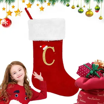  Големи Коледни чорапи, чорапи на Дядо Коледа голям капацитет в формата на буквата 