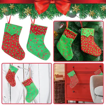  Коледни Чорапи, Подаръчни комплекти, Бижута За Коледа Отглеждане В Червената и Зелената Точка, Опаковки За шоколадови Бонбони За Чорапи, Развешивание Елхи За Коледа