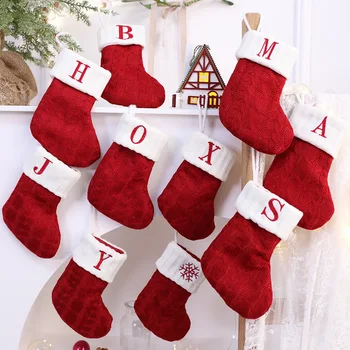  Коледни Чорапи терлици С Букви, Украшения за Елхи, Коледни Украси за Дома 2023 Навидад Noel, Коледен Подаръчен Пакет