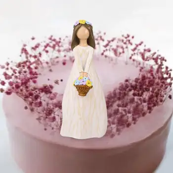  Фигурка на момиче, Елегантна Декоративна скулптура за украса на торта за Свети Валентин, Годишнина от сватба, Офис
