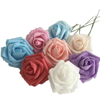 10шт големи изкуствени Рози от пенополиэтилена Цветя от тел стълб за сватбени декорации DIY Венец Венец за Scrapbooking
