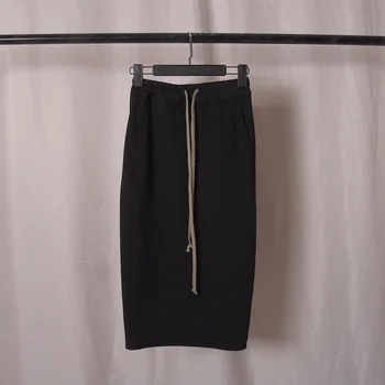  Дамски поли-полукомбинезоны High Street RICK OWENS, черен памучен панталон-полукомбинезон с цепка отзад, нов стил, по-високо качество, в съотношение 1:1.